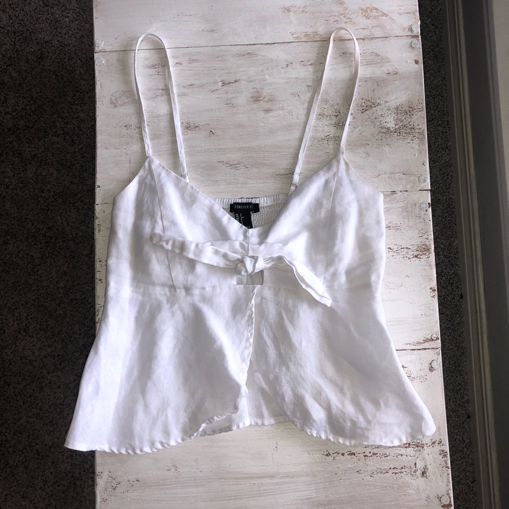 Forever 21 White Front Tie Top